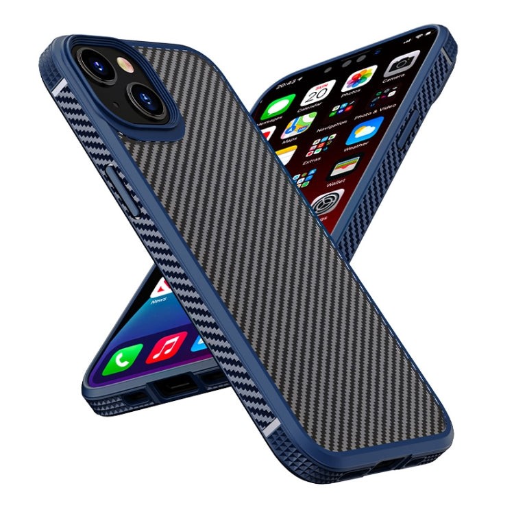 For iPhone 13 mini iPAKY MG Series Carbon Fiber TPU + PC Shockproof Case (Blue) - iPhone 13 mini Cases by iPAKY | Online Shopping UK | buy2fix