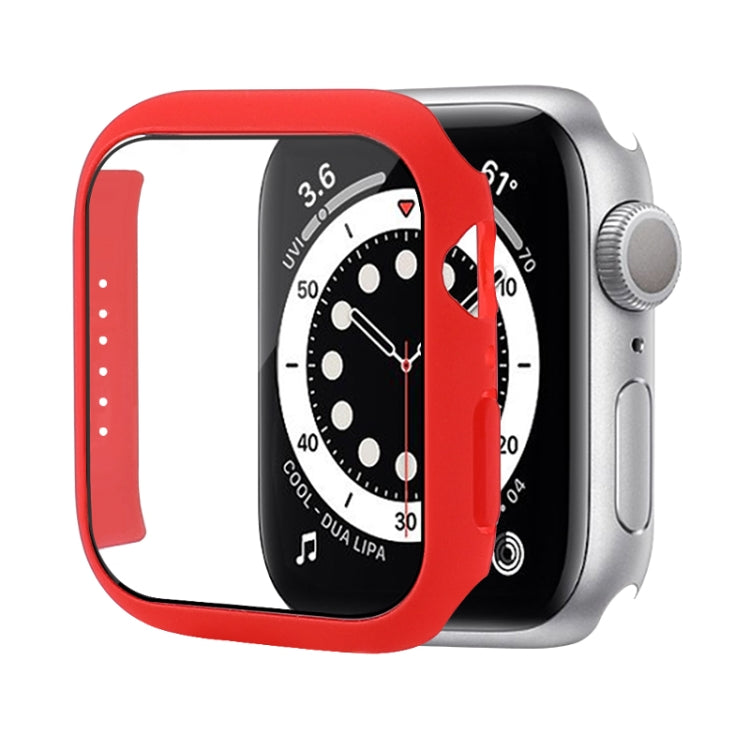 Shockproof PC Protective Case with Tempered Glass Film For Apple Watch Series 8 / 7 41mm(Red) - Watch Cases by buy2fix | Online Shopping UK | buy2fix