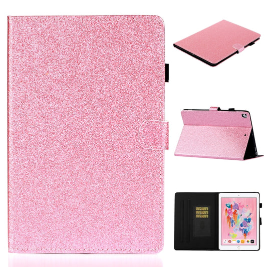 For iPad 10.2 / 10.5 Varnish Glitter Powder Horizontal Flip Leather Case with Holder & Card Slot(Pink) - iPad 10.2 Cases by buy2fix | Online Shopping UK | buy2fix