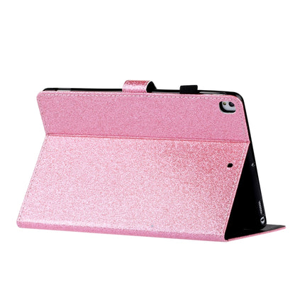 For iPad 10.2 / 10.5 Varnish Glitter Powder Horizontal Flip Leather Case with Holder & Card Slot(Pink) - iPad 10.2 Cases by buy2fix | Online Shopping UK | buy2fix