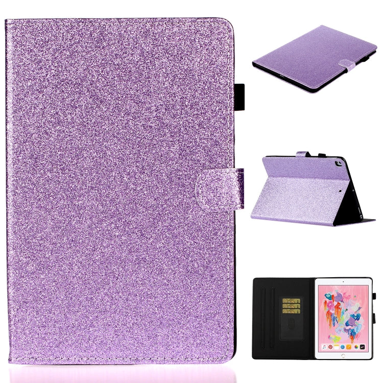 For iPad 10.2 / 10.5 Varnish Glitter Powder Horizontal Flip Leather Case with Holder & Card Slot(Purple) - iPad 10.2 Cases by buy2fix | Online Shopping UK | buy2fix