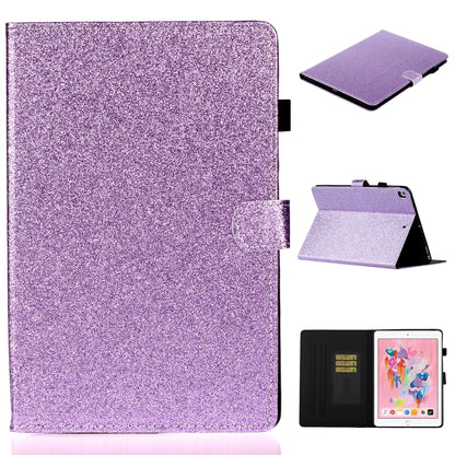 For iPad 10.2 / 10.5 Varnish Glitter Powder Horizontal Flip Leather Case with Holder & Card Slot(Purple) - iPad 10.2 Cases by buy2fix | Online Shopping UK | buy2fix