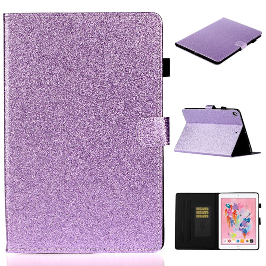For iPad 10.2 / 10.5 Varnish Glitter Powder Horizontal Flip Leather Case with Holder & Card Slot(Purple) - iPad 10.2 Cases by buy2fix | Online Shopping UK | buy2fix