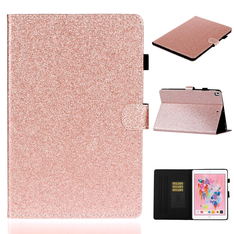 For iPad 10.2 / 10.5 Varnish Glitter Powder Horizontal Flip Leather Case with Holder & Card Slot(Rose Gold) - iPad 10.2 Cases by buy2fix | Online Shopping UK | buy2fix
