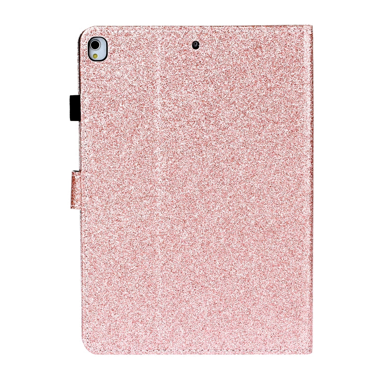 For iPad 10.2 / 10.5 Varnish Glitter Powder Horizontal Flip Leather Case with Holder & Card Slot(Rose Gold) - iPad 10.2 Cases by buy2fix | Online Shopping UK | buy2fix
