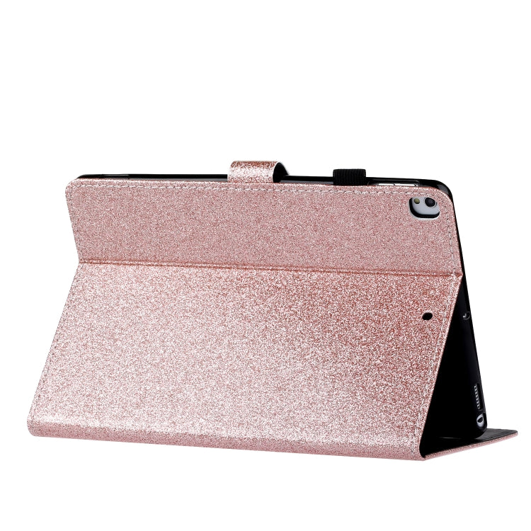 For iPad 10.2 / 10.5 Varnish Glitter Powder Horizontal Flip Leather Case with Holder & Card Slot(Rose Gold) - iPad 10.2 Cases by buy2fix | Online Shopping UK | buy2fix