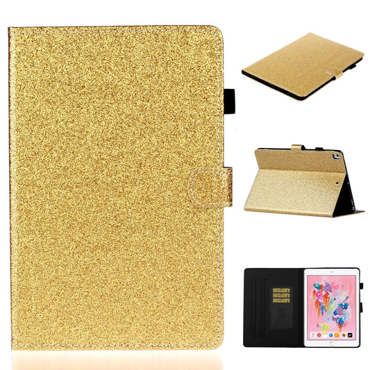 For iPad 10.2 / 10.5 Varnish Glitter Powder Horizontal Flip Leather Case with Holder & Card Slot(Gold) - iPad 10.2 Cases by buy2fix | Online Shopping UK | buy2fix