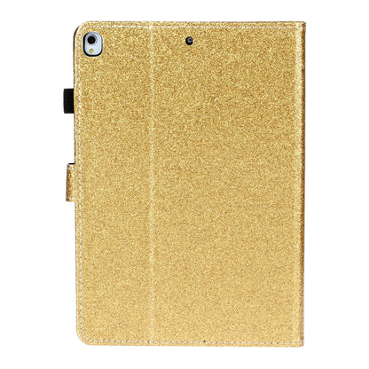 For iPad 10.2 / 10.5 Varnish Glitter Powder Horizontal Flip Leather Case with Holder & Card Slot(Gold) - iPad 10.2 Cases by buy2fix | Online Shopping UK | buy2fix
