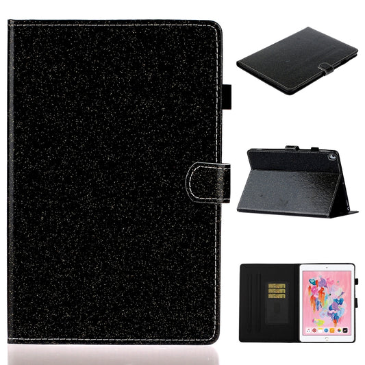 For iPad 10.2 / 10.5 Varnish Glitter Powder Horizontal Flip Leather Case with Holder & Card Slot(Black) - iPad 10.2 Cases by buy2fix | Online Shopping UK | buy2fix