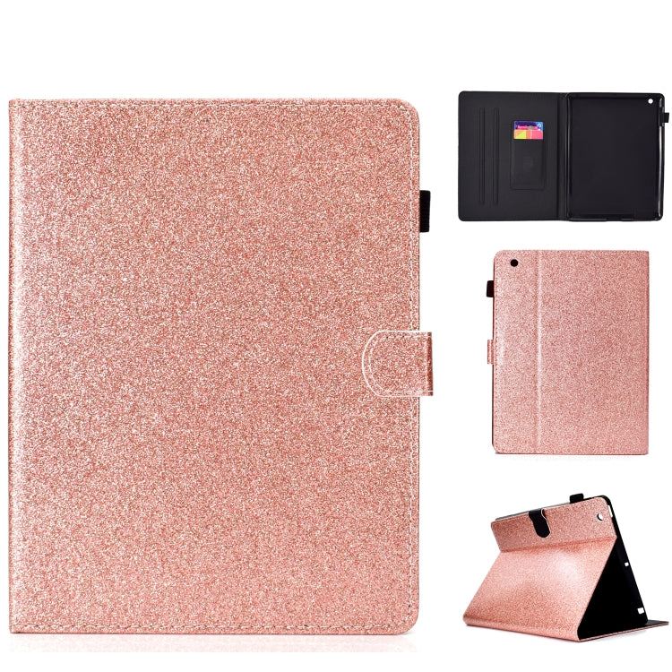 For iPad 2 / 3 / 4 Varnish Glitter Powder Horizontal Flip Leather Case with Holder & Card Slot(Rose Gold) - iPad 4 & 3 & 2 Cases by buy2fix | Online Shopping UK | buy2fix