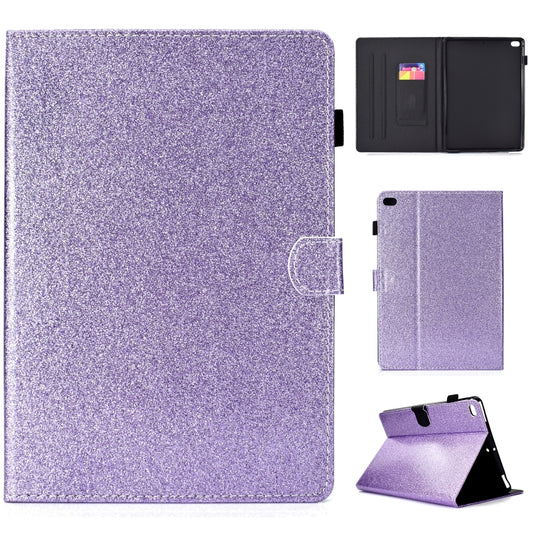 For iPad Air / Air 2 / iPad 9.7 Varnish Glitter Powder Horizontal Flip Leather Case with Holder & Card Slot(Purple) - More iPad Cases by buy2fix | Online Shopping UK | buy2fix