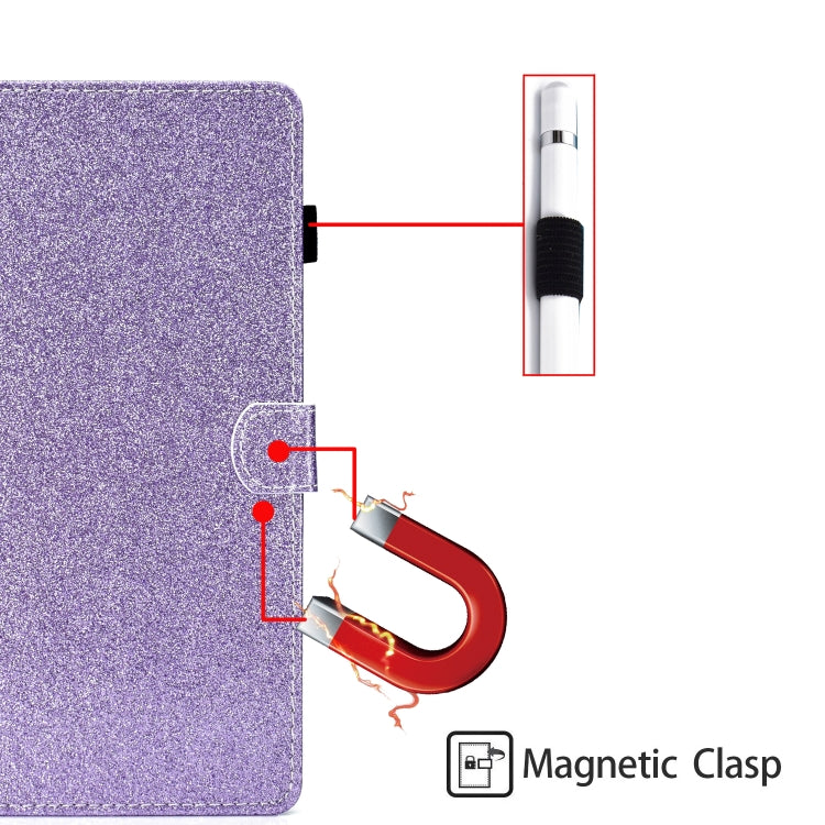 For iPad Air / Air 2 / iPad 9.7 Varnish Glitter Powder Horizontal Flip Leather Case with Holder & Card Slot(Purple) - More iPad Cases by buy2fix | Online Shopping UK | buy2fix