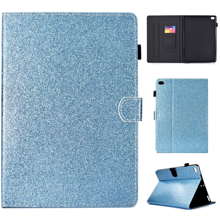For iPad Air / Air 2 / iPad 9.7 Varnish Glitter Powder Horizontal Flip Leather Case with Holder & Card Slot(Blue) - More iPad Cases by buy2fix | Online Shopping UK | buy2fix