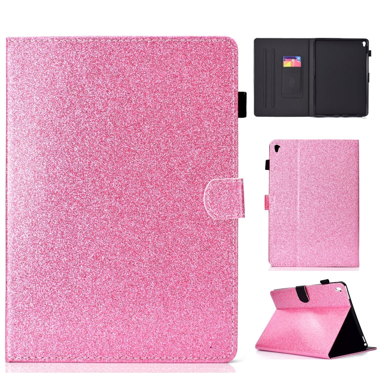 For iPad Pro 9.7 Varnish Glitter Powder Horizontal Flip Leather Case with Holder & Card Slot(Pink) - iPad Pro 9.7 inch Cases by buy2fix | Online Shopping UK | buy2fix