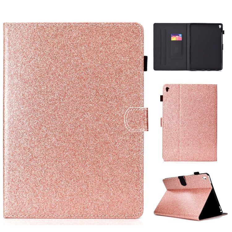 For iPad Pro 9.7 Varnish Glitter Powder Horizontal Flip Leather Case with Holder & Card Slot(Rose Gold) - iPad Pro 9.7 inch Cases by buy2fix | Online Shopping UK | buy2fix
