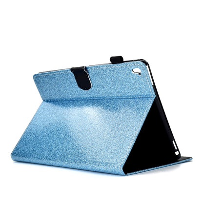 For iPad Pro 9.7 Varnish Glitter Powder Horizontal Flip Leather Case with Holder & Card Slot(Blue) - iPad Pro 9.7 inch Cases by buy2fix | Online Shopping UK | buy2fix