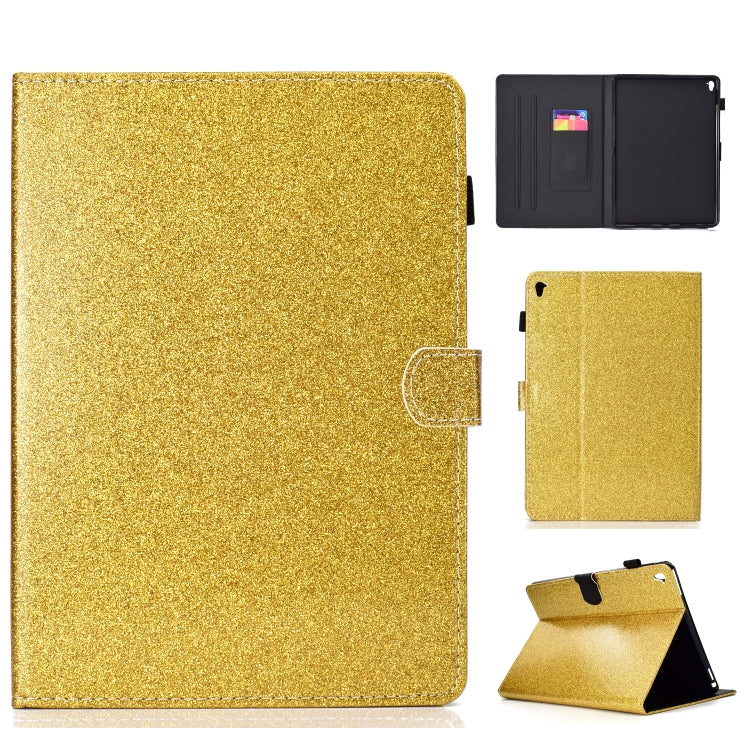 For iPad Pro 9.7 Varnish Glitter Powder Horizontal Flip Leather Case with Holder & Card Slot(Gold) - iPad Pro 9.7 inch Cases by buy2fix | Online Shopping UK | buy2fix