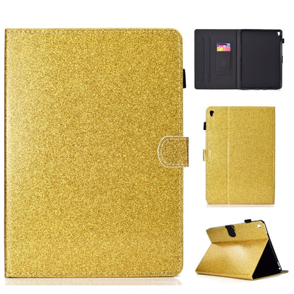 For iPad Pro 9.7 Varnish Glitter Powder Horizontal Flip Leather Case with Holder & Card Slot(Gold) - iPad Pro 9.7 inch Cases by buy2fix | Online Shopping UK | buy2fix