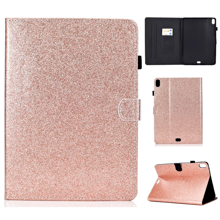For iPad Pro 11 (2018) Varnish Glitter Powder Horizontal Flip Leather Case with Holder & Card Slot(Rose Gold) - iPad Pro 11 (2018) Cases by buy2fix | Online Shopping UK | buy2fix