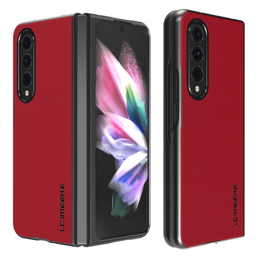 For Samsung Galaxy Z Fold3 5G LC.IMEEKE Shock-resistant Plain Leather All-inclusive Protective Case(Red) - Galaxy Phone Cases by LC.IMEEKE | Online Shopping UK | buy2fix