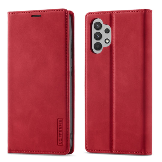 For Samsung Galaxy A32 5G LC.IMEEKE Strong Magnetism Ultra-thin Horizontal Flip Matte TPU + PU Leather Case with Holder & Card Slots & Wallet(Red)