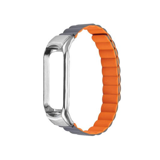 For Xiaomi Mi Band 4 / 3 Silicone Magnetic Watch Band(Grey Orange) by buy2fix