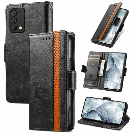 For OPPO Realme GT Master CaseNeo Business Splicing Dual Magnetic Buckle Horizontal Flip PU Leather Case with Holder & Card Slots & Wallet(Black)