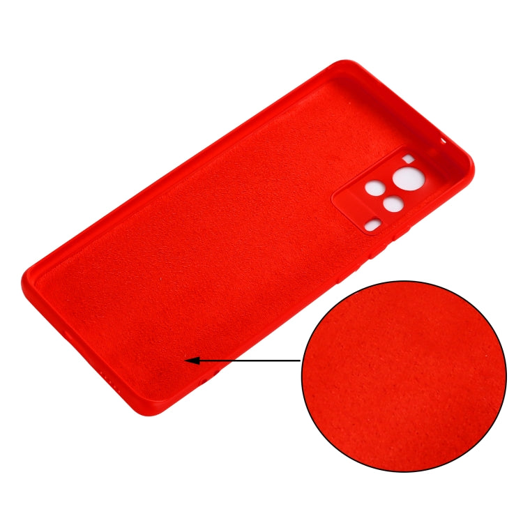 For vivo X60 Pro 5G Foreign Version Solid Color Liquid Silicone Shockproof Full Coverage Protective Case(Red) - vivo Cases by buy2fix | Online Shopping UK | buy2fix