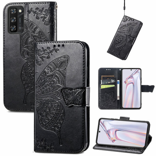 For Blackview A100 Butterfly Love Flower Embossed Horizontal Flip Leather Case with Holder & Card Slots & Wallet & Lanyard(Black) - More Brand by buy2fix | Online Shopping UK | buy2fix