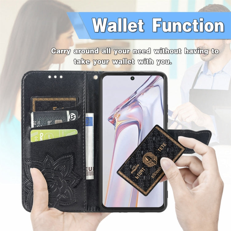 For Blackview A100 Butterfly Love Flower Embossed Horizontal Flip Leather Case with Holder & Card Slots & Wallet & Lanyard(Black) - More Brand by buy2fix | Online Shopping UK | buy2fix