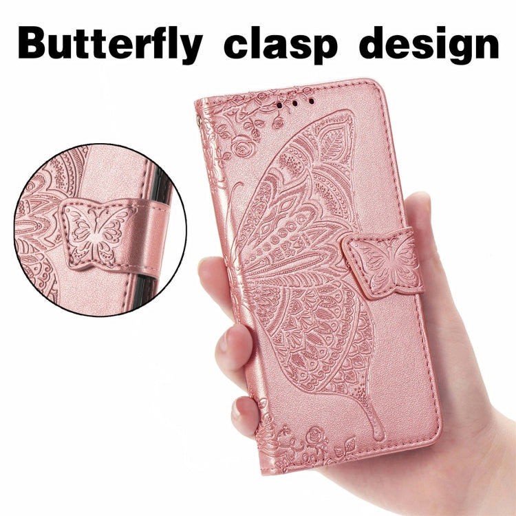 For Motorola Moto Edge 20 Lite Butterfly Love Flower Embossed Horizontal Flip Leather Case with Holder & Card Slots & Wallet & Lanyard(Rose Gold) - Motorola Cases by buy2fix | Online Shopping UK | buy2fix