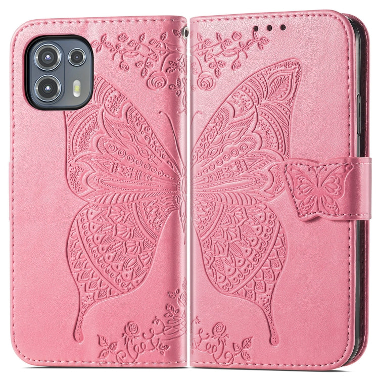 For Motorola Moto Edge 20 Lite Butterfly Love Flower Embossed Horizontal Flip Leather Case with Holder & Card Slots & Wallet & Lanyard(Pink) - Motorola Cases by buy2fix | Online Shopping UK | buy2fix