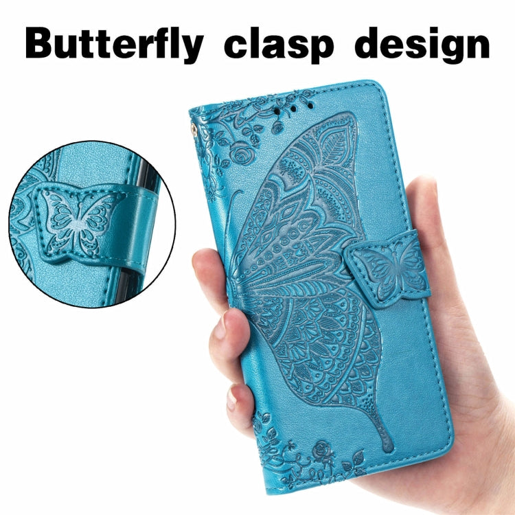 For Motorola Moto Edge 20 Butterfly Love Flower Embossed Horizontal Flip Leather Case with Holder & Card Slots & Wallet & Lanyard(Blue) - Motorola Cases by buy2fix | Online Shopping UK | buy2fix