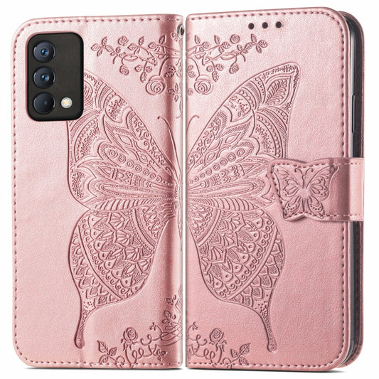 For OPPO Realme GT Master Butterfly Love Flower Embossed Horizontal Flip Leather Case with Holder & Card Slots & Wallet & Lanyard(Rose Gold) by buy2fix