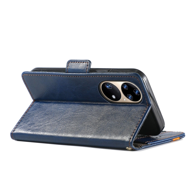 For Huawei P50 Pro CaseNeo Business Splicing Dual Magnetic Buckle Horizontal Flip PU Leather Case with Holder & Card Slots & Wallet(Blue) - Huawei Cases by buy2fix | Online Shopping UK | buy2fix