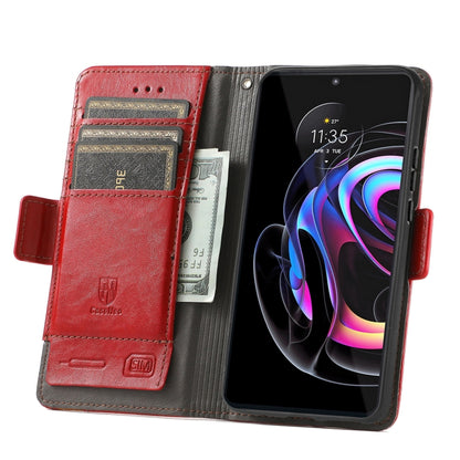 For Motorola Edge 20 Pro CaseNeo Business Splicing Dual Magnetic Buckle Horizontal Flip PU Leather Case with Holder & Card Slots & Wallet(Red) - Motorola Cases by buy2fix | Online Shopping UK | buy2fix