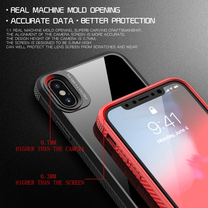 For iPhone X / XS MG Series Carbon Fiber TPU + Clear PC Four-corner Airbag Shockproof Case(Black) by buy2fix