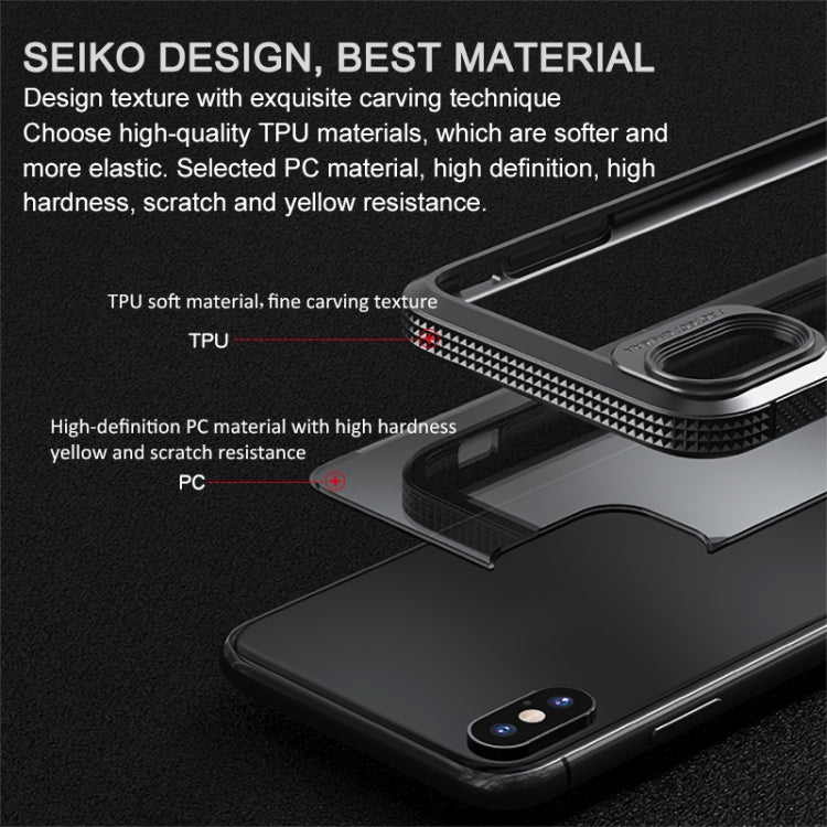 For iPhone XS Max MG Series Carbon Fiber TPU + Clear PC Four-corner Airbag Shockproof Case(Black) - More iPhone Cases by buy2fix | Online Shopping UK | buy2fix