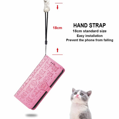 For Blackview A100 Lovely Cat and Dog Embossing Pattern Horizontal Flip Leather Case , with Holder & Card Slots & Wallet & Cartoon Clasp & Lanyard(Pink) - More Brand by buy2fix | Online Shopping UK | buy2fix