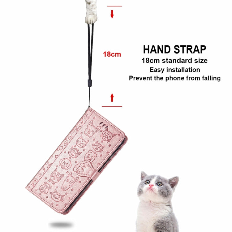 For Blackview A100 Lovely Cat and Dog Embossing Pattern Horizontal Flip Leather Case , with Holder & Card Slots & Wallet & Cartoon Clasp & Lanyard(Rose Gold) - More Brand by buy2fix | Online Shopping UK | buy2fix