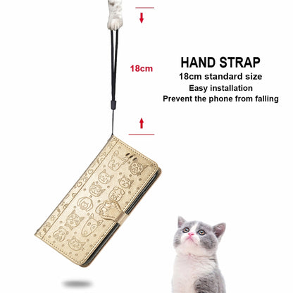 For Motorola Moto Edge 20 Lite Lovely Cat and Dog Embossing Pattern Horizontal Flip Leather Case , with Holder & Card Slots & Wallet & Cartoon Clasp & Lanyard(Gold) - Motorola Cases by buy2fix | Online Shopping UK | buy2fix