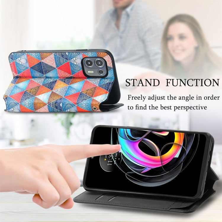 For Motorola Edge 20 Lite Colorful Magnetic Horizontal Flip PU Leather Case with Holder & Card Slot & Wallet(Rhombus Mandala) - Motorola Cases by buy2fix | Online Shopping UK | buy2fix