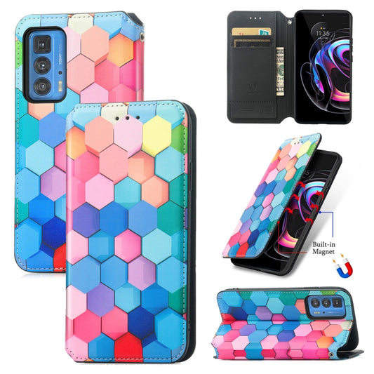 For Motorola Edge 20 Pro Colorful Magnetic Horizontal Flip PU Leather Case with Holder & Card Slot & Wallet(Colorful Cube) - Motorola Cases by buy2fix | Online Shopping UK | buy2fix