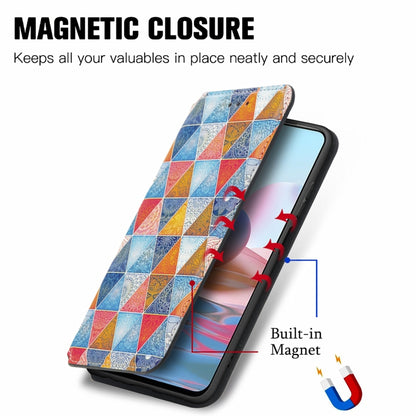 For Xiaomi Redmi Note 10 Pro Colorful Magnetic Horizontal Flip PU Leather Case with Holder & Card Slot & Wallet(Rhombus Mandala) - Xiaomi Cases by buy2fix | Online Shopping UK | buy2fix