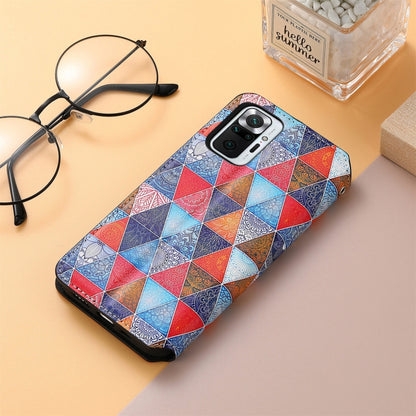 For Xiaomi Redmi Note 10 Pro Colorful Magnetic Horizontal Flip PU Leather Case with Holder & Card Slot & Wallet(Rhombus Mandala) - Xiaomi Cases by buy2fix | Online Shopping UK | buy2fix