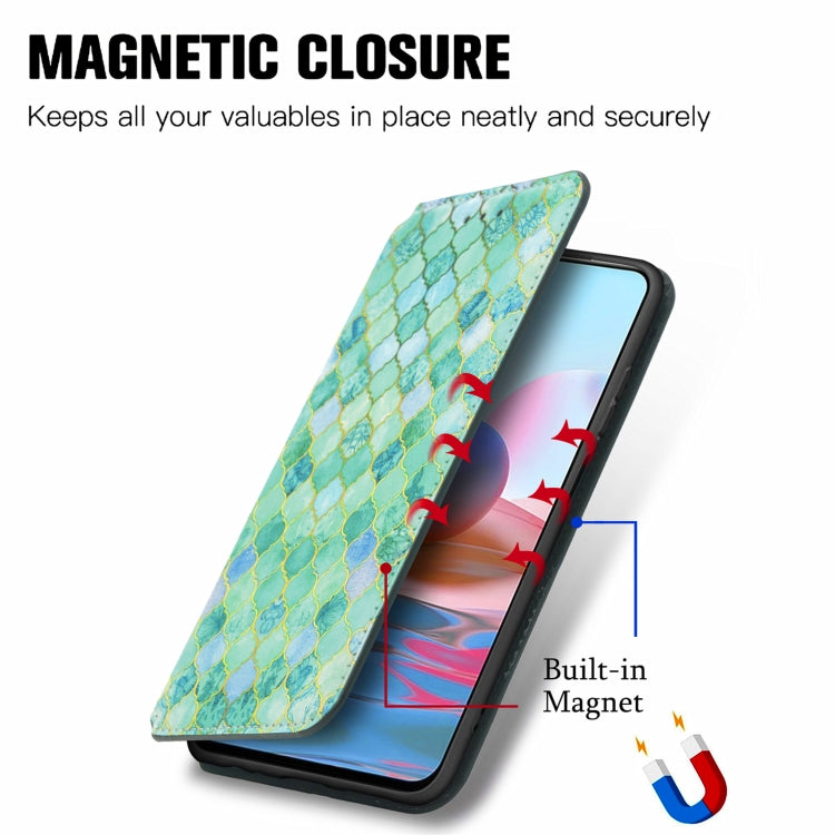 For Xiaomi Redmi Note 10 Pro Colorful Magnetic Horizontal Flip PU Leather Case with Holder & Card Slot & Wallet(Emerald) - Xiaomi Cases by buy2fix | Online Shopping UK | buy2fix