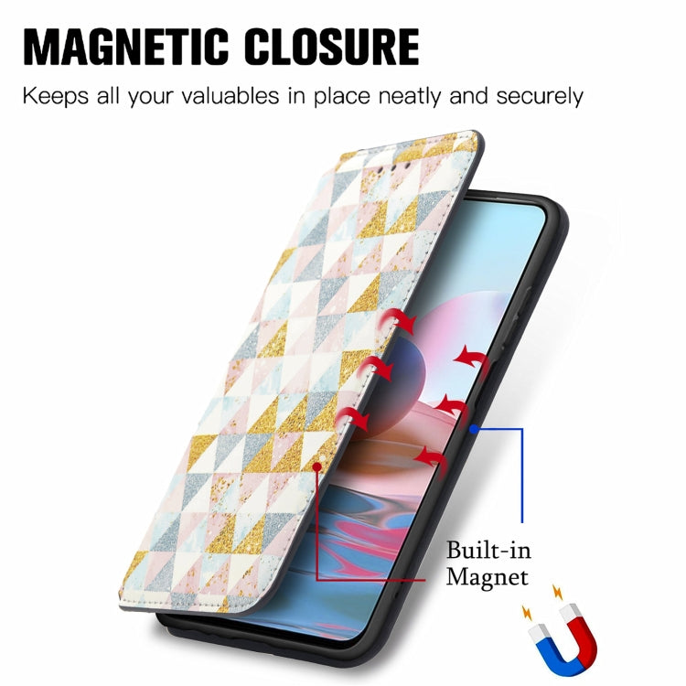 For Xiaomi Redmi Note 10 Pro Colorful Magnetic Horizontal Flip PU Leather Case with Holder & Card Slot & Wallet(Rhombus) - Xiaomi Cases by buy2fix | Online Shopping UK | buy2fix