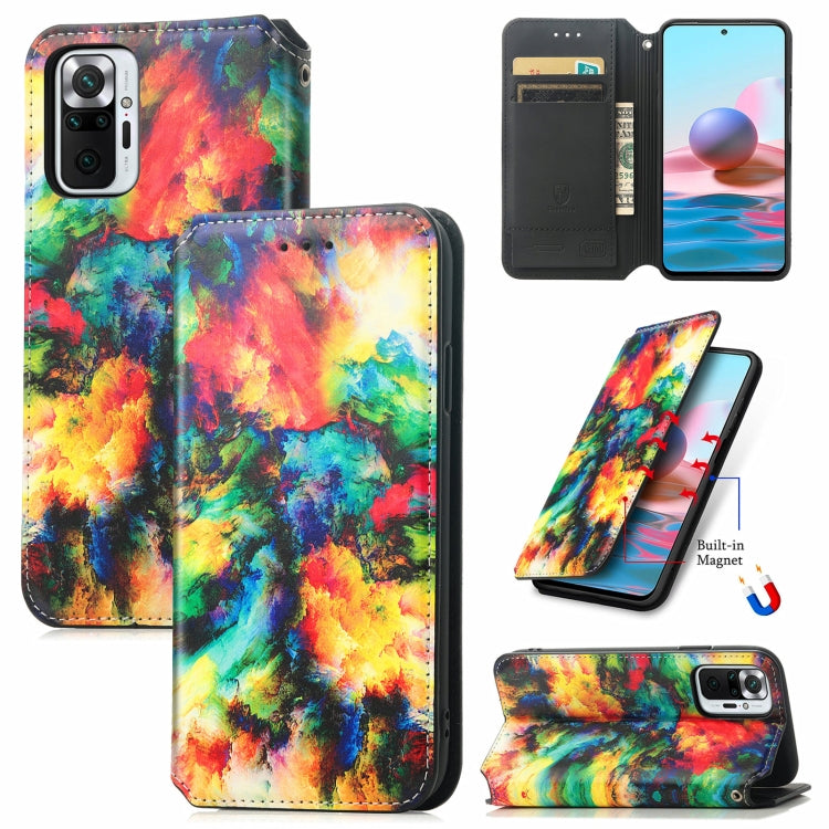 For Xiaomi Redmi Note 10 Pro Colorful Magnetic Horizontal Flip PU Leather Case with Holder & Card Slot & Wallet(Colorful Cloud) - Xiaomi Cases by buy2fix | Online Shopping UK | buy2fix