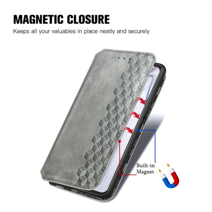 For Blackview A100 Cubic Grid Pressed Horizontal Flip Magnetic PU Leather Case with Holder & Card Slots & Wallet(Grey) - More Brand by buy2fix | Online Shopping UK | buy2fix