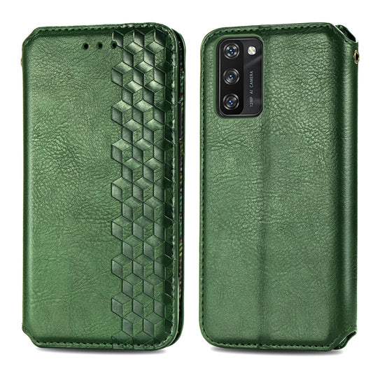 For Blackview A100 Cubic Grid Pressed Horizontal Flip Magnetic PU Leather Case with Holder & Card Slots & Wallet(Green) by buy2fix